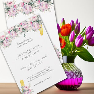 Wedding Invitation Pink Peonies