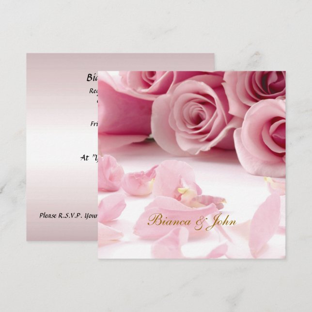 Wedding Invitation Pink Roses Elegant (Front/Back)