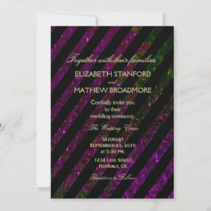 Wedding Invitation   Purple and Green Glitter