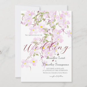 Wedding Invitation purple climbing clematis 3