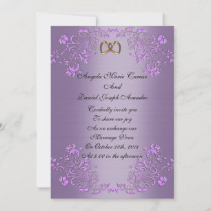 Wedding invitation purple Satin look