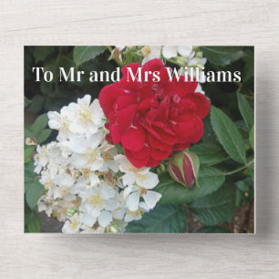 Wedding Invitation Red Rose Photo All In One