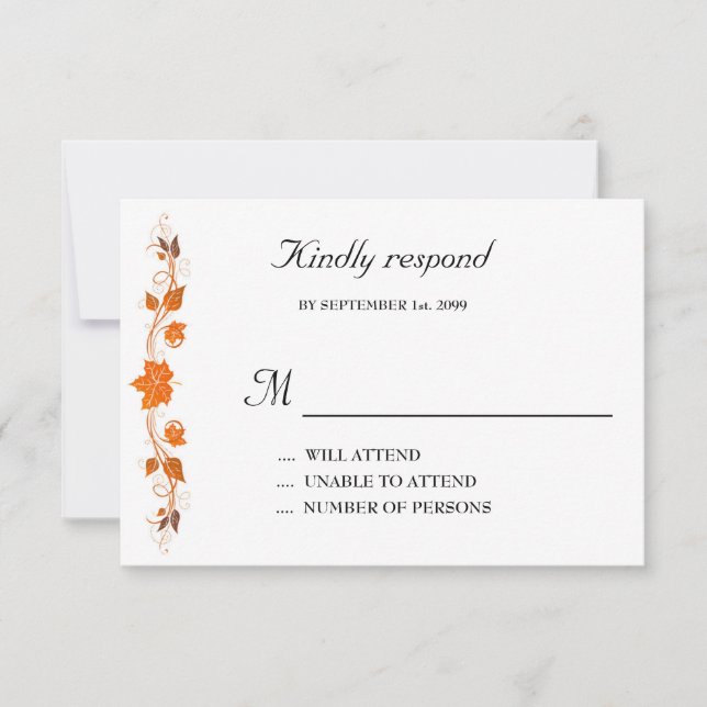 Wedding Invitation Respond Card,Fall Leaves Theme (Front)