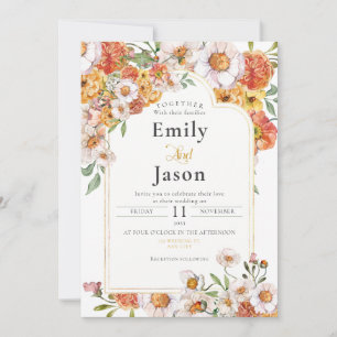 Wedding invitation romantic floral blooms