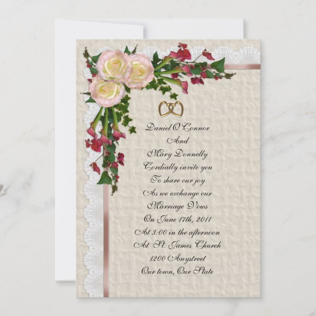 Wedding invitation Roses and Calla lilies (Front)