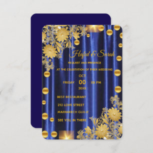 Wedding Invitation Royal Blue and Gold, Wedding In