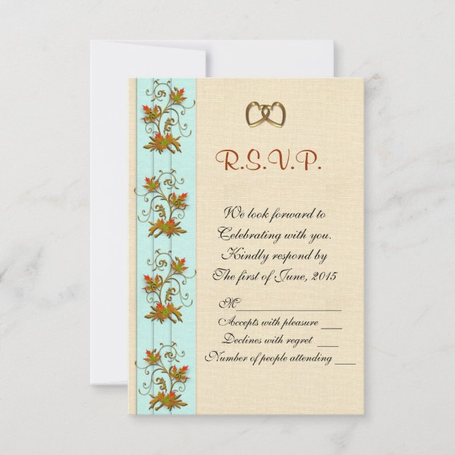 Wedding Invitation RSVP Autumn leaves (Front)