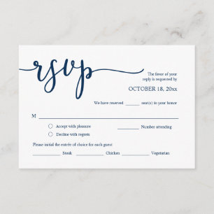 Wedding Invitation RSVP, Meal Options Card