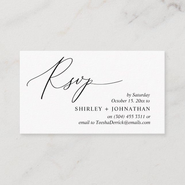 Wedding Invitation RSVP, Modern Romantic Reminder (Front)