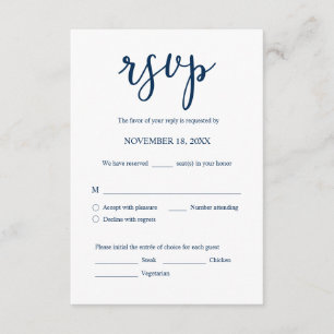 Wedding Invitation RSVP Respond, Meal options Card