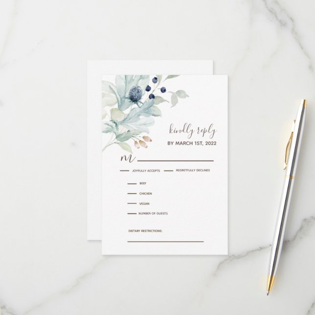 Wedding Invitation RSVP Response Cards (Front/Back In Situ)