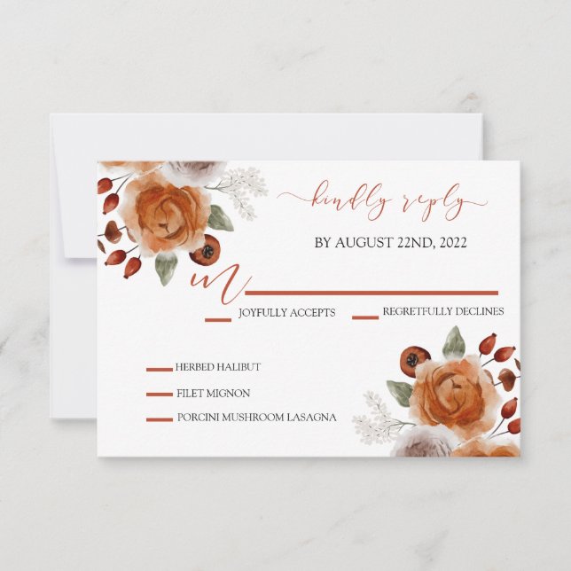 Wedding Invitation RSVP Response Cards (Front)