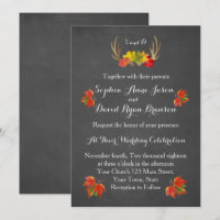 Wedding Invitation | Rustic Antlers Fall Boho