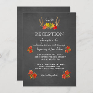 Wedding Invitation Rustic Antlers Fall RECEPTION