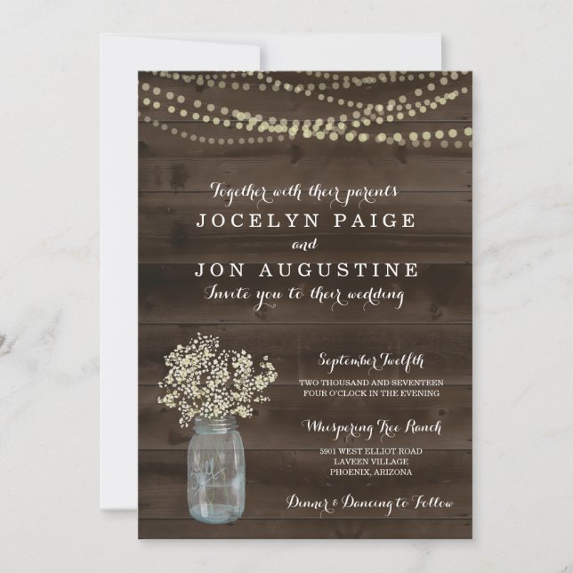 Wedding Invitation | Rustic Baby's Breath (Front)