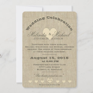 Wedding Invitation Rustic Linen Monogram