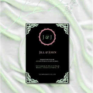 Wedding Invitation Sage Green Art Deco Card