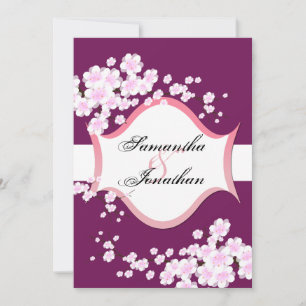 Wedding Invitation Sangria & White Cherry Blossoms