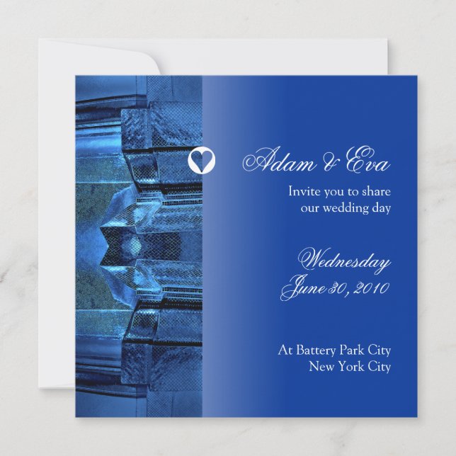Wedding Invitation Sapphire Blue Gemstone Mosaic (Front)