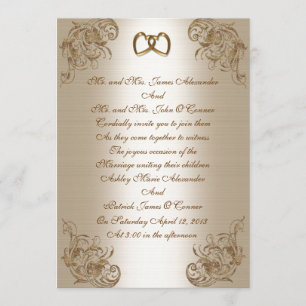 Wedding Invitation satin-look gold elegance