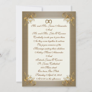 Wedding Invitation satin-look gold elegance