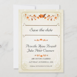 Wedding Invitation Save The Date,Fall Leaves Theme