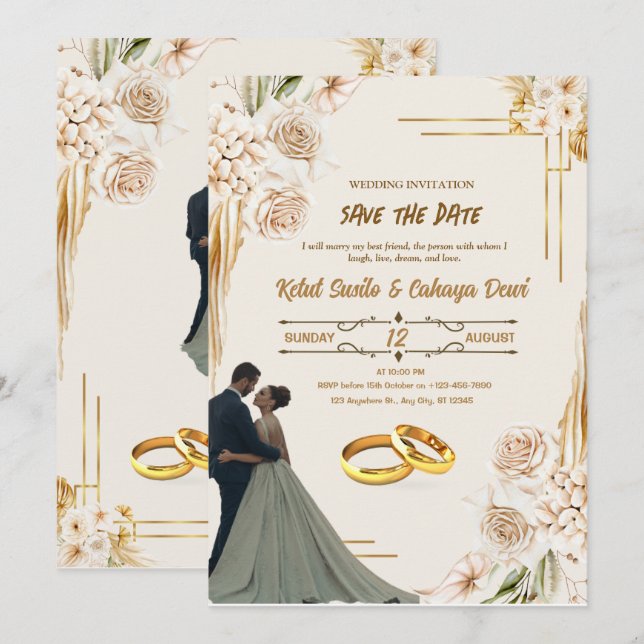 WEDDING INVITATION, SAVE THE DATE INVITATION (Front/Back)