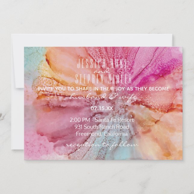 Wedding Invitation Silk Flowers (Front)