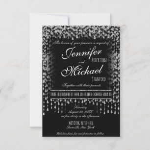 WEDDING INVITATION   Silver Falling Stars