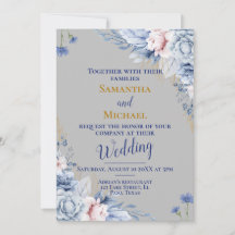 Wedding invitation: silver, flowers, rsvp, QR