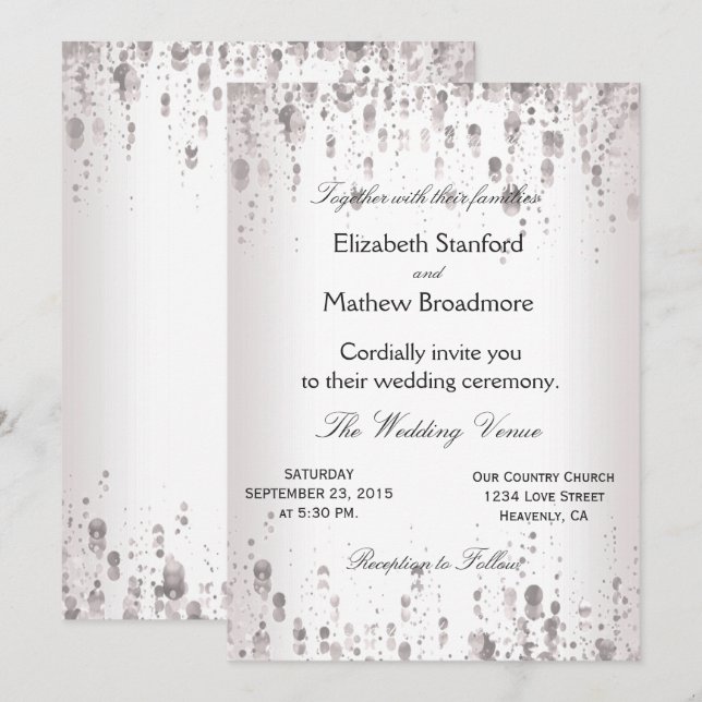 Wedding Invitation | Silver Glitter (Front/Back)