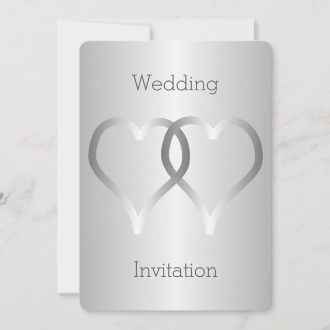 Wedding Invitation Silver Hearts (Front)