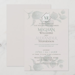 Wedding Invitation   Silver Sage  Eucalyptus