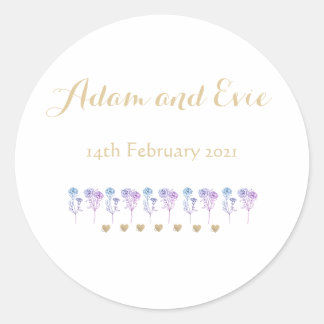 Wedding Invitation Simple and Elegant Carnations Classic Round Sticker