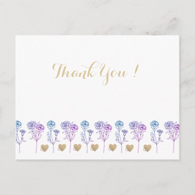 Wedding Invitation Simple and Elegant Carnations Postcard (Front)