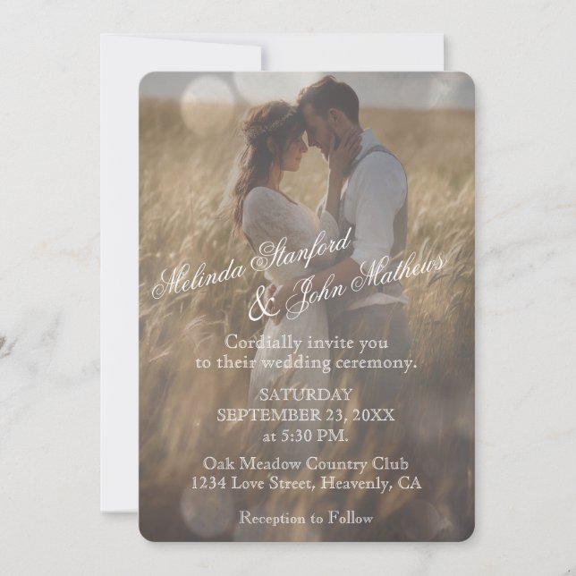 Wedding Invitation | Simple with White Text (Front)