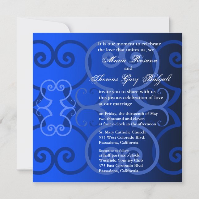 Wedding Invitation Simply Royal Blue (Front)