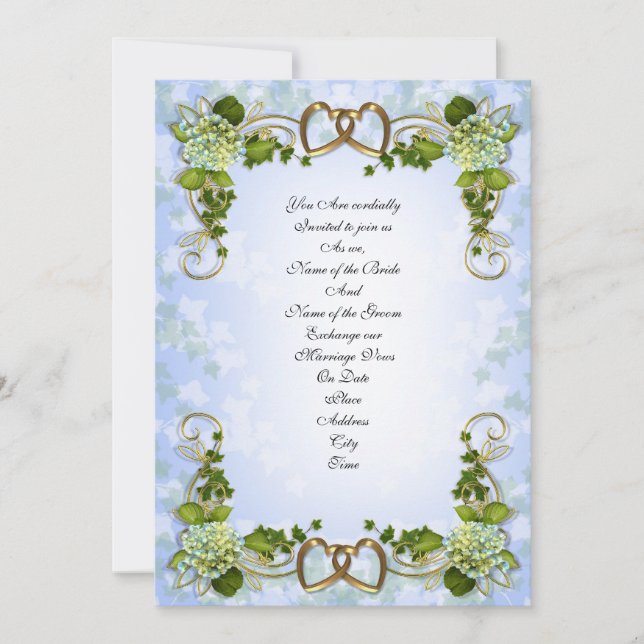 Wedding invitation Spring Hydrangeas (Front)