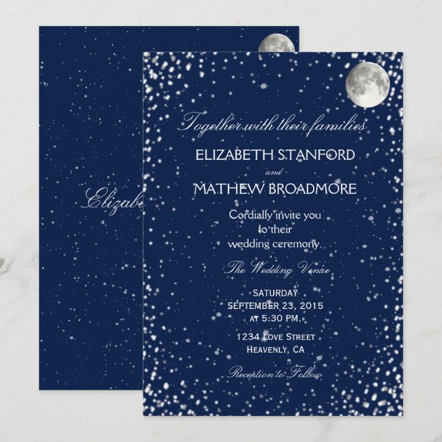 Wedding Invitation | Starry Night Moon (Front/Back)
