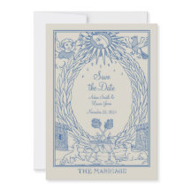 Wedding Invitation Tarot Theme - Save Date - Blue