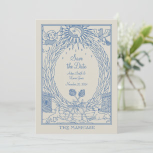Wedding Invitation Tarot Theme - Save Date - Blue