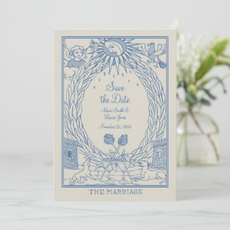 Wedding Invitation Tarot Theme - Save Date - Blue