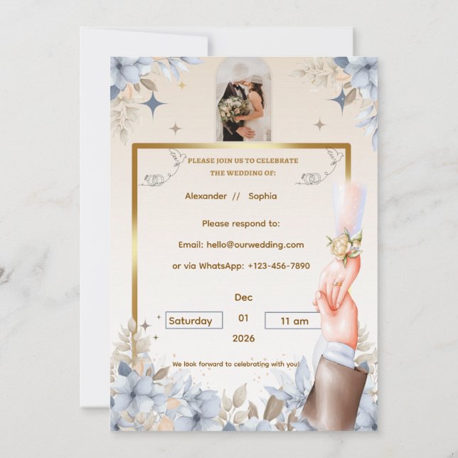 Wedding Invitation | Template for Names &date (Back)