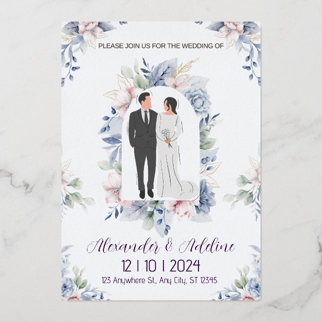 Wedding Invitation Template, Printable Wedding  (Front)