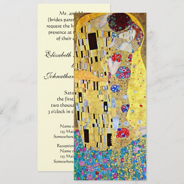 Wedding Invitation; The Kiss by Gustav Klimt Invitation (Front/Back)