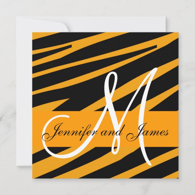 Wedding Invitation Tiger Print Orange (Front)