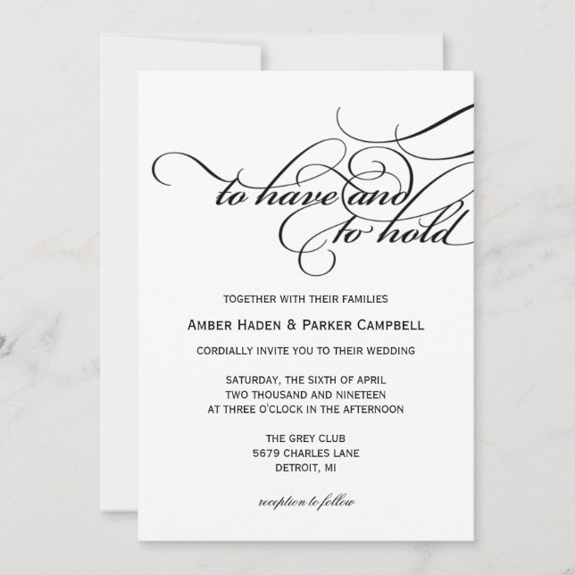 Wedding Invitation | To Have To Hold (Front)