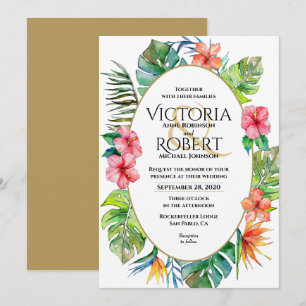 Wedding Invitation   Tropical Floral Watercolor