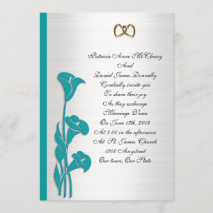 Wedding Invitation turquoise calla lily