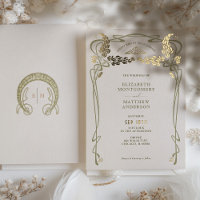 Wedding Invitation Vintage Minimalist Art Nouveau